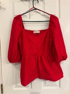 The Pants Store Puff-Sleeve Peplum Top